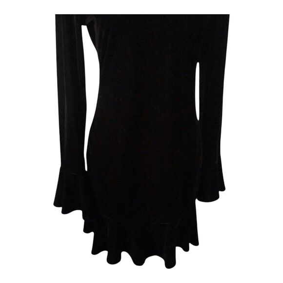Lovers + Friends Velvet Long Sleeve Simone Ruffle‎ Cocktail Party Mini Dress M - Picture 3 of 10